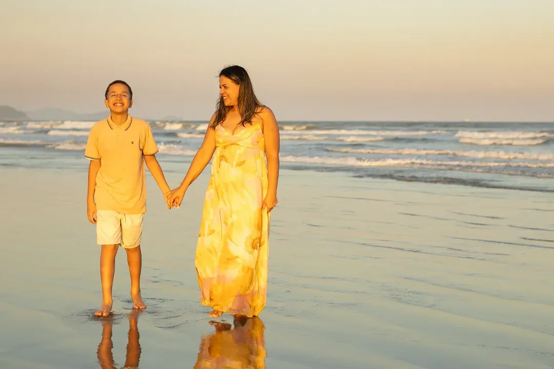 Ensaio Dia das Mães - Priscila e Filhos - Mirim Praia Grande - SP - 2