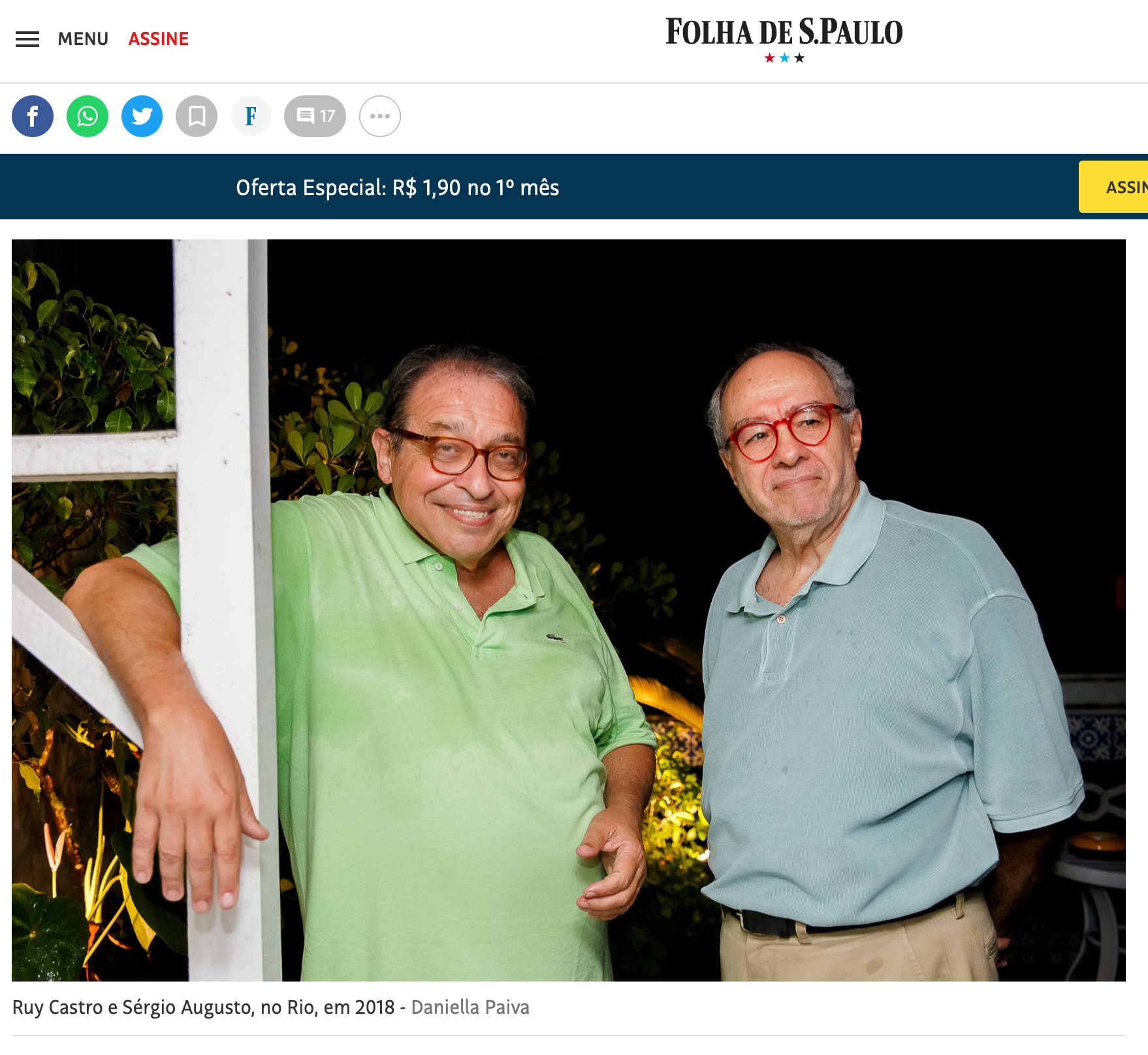 Coluna Ruy Castro - Folha de São Paulo - 2